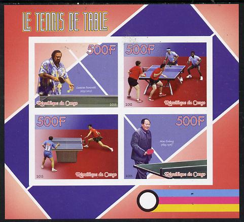Congo 2015 Table Tennis imperf sheetlet containing set of 4 unmounted mint, stamps on sport, stamps on table tennis