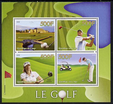 Congo 2015 Golf perf sheetlet containing set of 4 unmounted mint, stamps on sport, stamps on golf