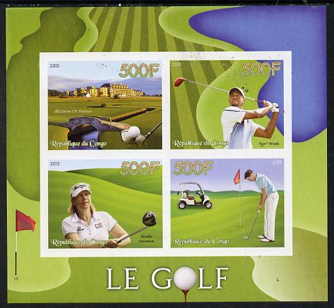 Congo 2015 Golf imperf sheetlet containing set of 4 unmounted mint, stamps on sport, stamps on golf