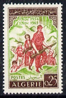 Algeria 1963 9th Anniversary of Revolution unmounted mint, Yv 382*, stamps on , stamps on  stamps on militaria     constitutions    revolutions