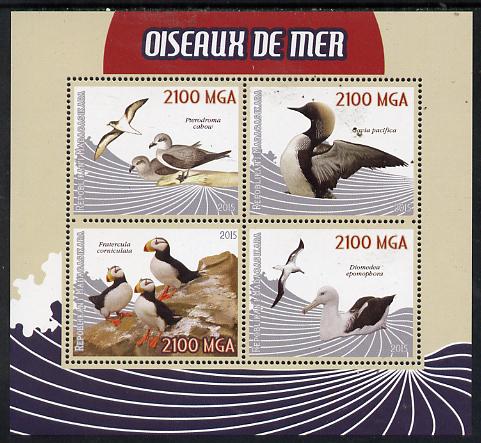Madagascar 2015 Sea Birds perf sheetlet containing 4 values unmounted mint, stamps on birds, stamps on puffins