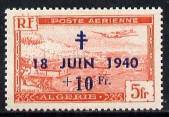 Algeria 1948 8th Anniversary of de Gaulle's Call to Arms unmounted mint, SG286, stamps on , stamps on  stamps on aviation, stamps on harbours, stamps on ships, stamps on de gaulle, stamps on  stamps on personalities, stamps on  stamps on de gaulle, stamps on  stamps on  ww1 , stamps on  stamps on  ww2 , stamps on  stamps on militaria