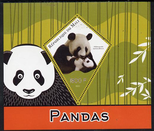 Mali 2015 Pandas perf deluxe sheet containing one diamond shaped value unmounted mint, stamps on animals, stamps on bears, stamps on panda, stamps on shaped, stamps on triangle, stamps on trianguler, stamps on diamond
