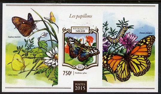 Niger Republic 2015 Butterflies #1 imperf s/sheet unmounted mint. Note this item is privately produced and is offered purely on its thematic appeal, stamps on butterflies, stamps on 