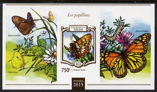 Niger Republic 2015 Butterflies #2 imperf s/sheet unmounted mint. Note this item is privately produced and is offered purely on its thematic appeal, stamps on butterflies, stamps on 