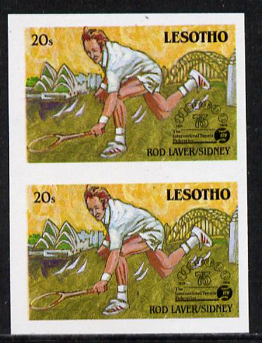 Lesotho 1988 Tennis Federation 20s (Rod Laver) unmounted mint imperf proof pair (as SG 844)*, stamps on sport  tennis