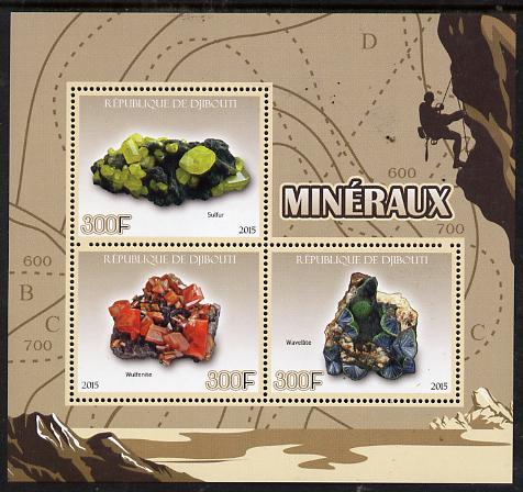Djibouti 2015 Minerals perf sheet containing 3 values unmounted mint, stamps on minerals