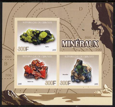 Djibouti 2015 Minerals imperf sheet containing 3 values unmounted mint, stamps on , stamps on  stamps on minerals