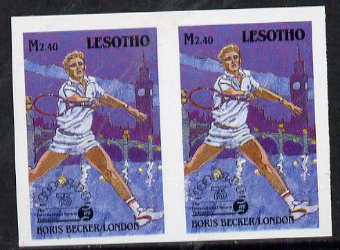Lesotho 1988 Tennis Federation 2m40 (Boris Becker) unmounted mint imperf proof pair (as SG 850)*, stamps on sport  tennis