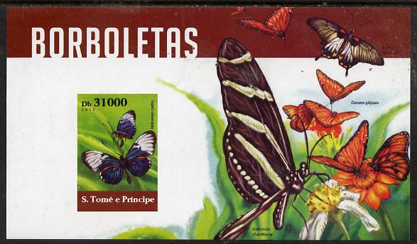 St Thomas & Prince Islands 2015 Butterflies #6 imperf deluxe m/sheet unmounted mint. Note this item is privately produced and is offered purely on its thematic appeal, stamps on butterflies