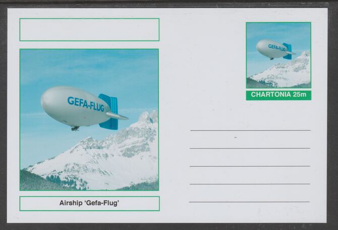 Chartonia (Fantasy) Airships & Balloons - Geta-Flug postal stationery card unused and fine, stamps on transport, stamps on aviation, stamps on airships, stamps on 