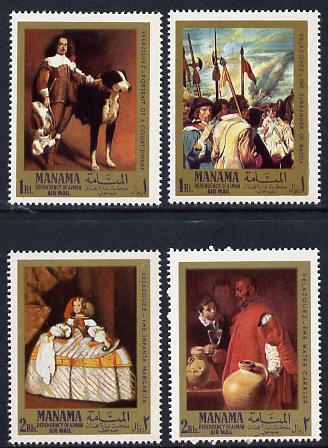 Manama 1968 Paintings by Velazquez perf set of 4 (Mi 65-8A) unmounted mint, stamps on arts, stamps on renaissance