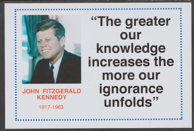 Famous Quotations - John F Kennedy on 6x4 in (150 x 100 mm) glossy card, unused and fine, stamps on personalities, stamps on usa presidents, stamps on kennedy