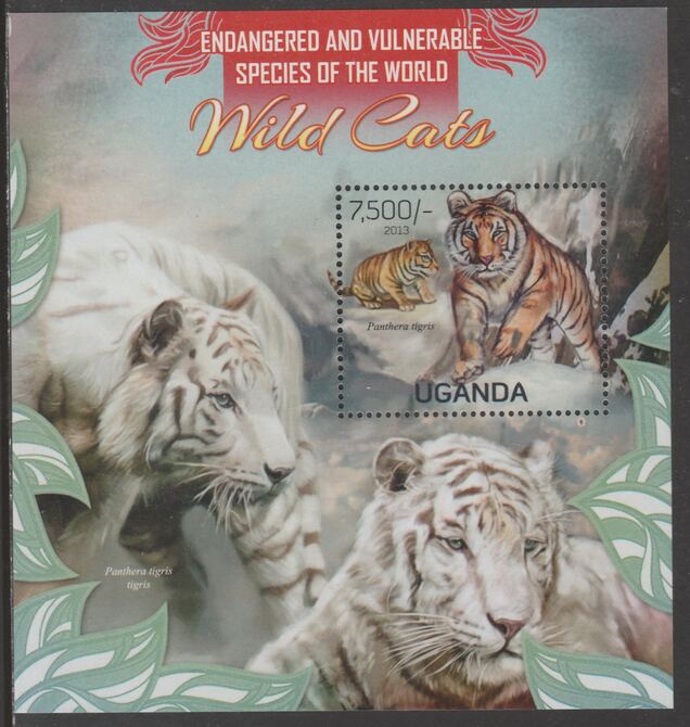 Uganda 2013 Endangered Species - Wild Cats perf souvenir sheet  containing 1 value unmounted mint., stamps on , stamps on  wwf , stamps on cats, stamps on , stamps on tigers