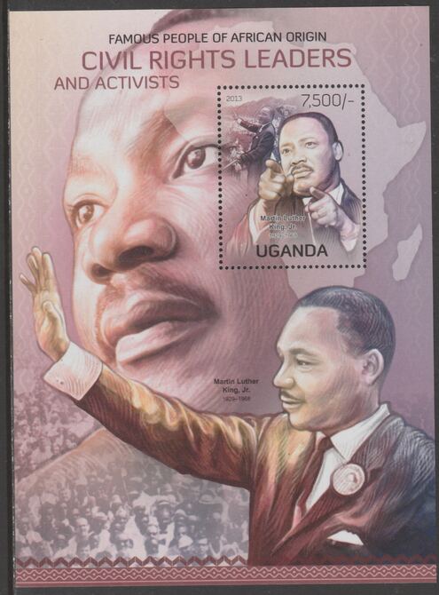 Uganda 2012 Civil Rights Activists perf souvenir sheet  containing 1 value unmounted mint.t.., stamps on personalities, stamps on civil rights, stamps on luther king
