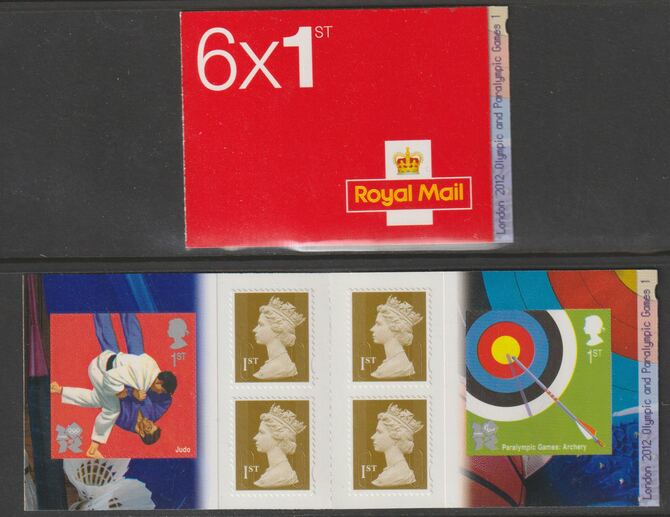 Great Britain 2010 London Olympics Booklet with 4 x 1st class definitives plus Judo & Archery stamps SG PM21, stamps on olympics, stamps on judo, stamps on martial arts, stamps on archery, stamps on london