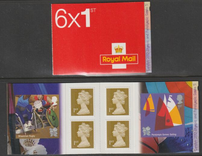 Great Britain 2011 London Olympics Booklet with 4 x 1st class definitives plus Wheelchair Rugby & Sailing stamps SG PM30, stamps on , stamps on  stamps on olympics, stamps on  stamps on disabled, stamps on  stamps on rugby, stamps on  stamps on sailing, stamps on  stamps on london