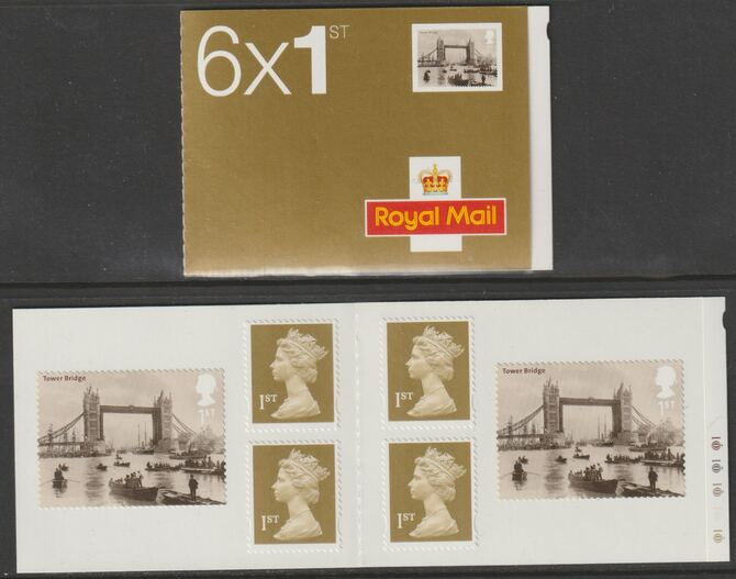 Great Britain 2002 Bridges of London Booklet with 4 x 1st class definitives plus 2 x Tower Bridge stamps SG PM7, stamps on bridges, stamps on london