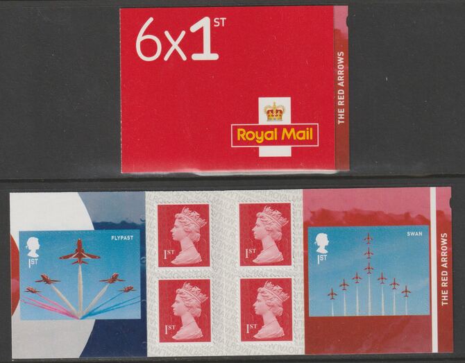 Great Britain 2018 The Red Arrows Booklet with 4 x 1st class definitives plus 2 x Red Arrows Display stamps SG PM60, stamps on aviation, stamps on  raf , stamps on red arrows, stamps on jets