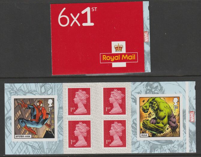 Great Britain 2019 Marvel Booklet with 4 x 1st class definitives plus 2 x Marvel stamps SG PM65, stamps on films, stamps on movies, stamps on cinema, stamps on adventure
