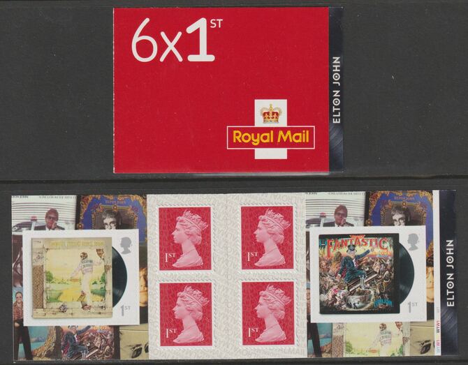 Great Britain 2019 Elton John Booklet with 4 x 1st class definitives plus 2 x Elton John stamps SG PM68, stamps on personalities, stamps on music, stamps on pops, stamps on rock, stamps on elton john, stamps on 