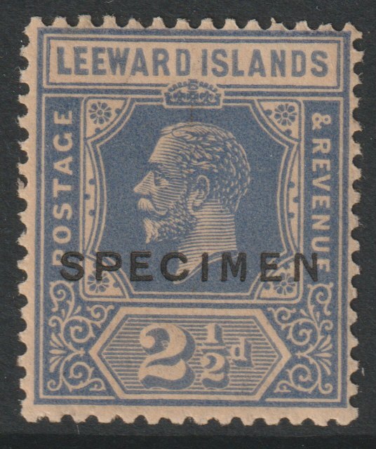 Leeward Islands 1921 KG5 Multiple Script 2.5d carmine overprinted SPECIMEN toned but only about 400 produced SG 67s, stamps on specimens