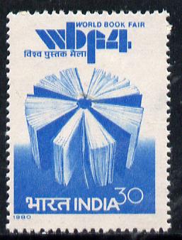 India 1980 4th World Book Fair unmounted mint, SG 961*, stamps on books    literature    business
