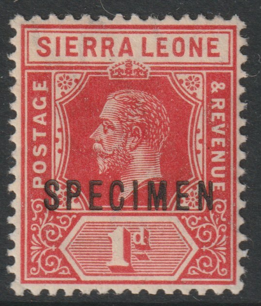 Sierra Leone 1912 KG5  Key Plate MCA 1d overprinted SPECIMEN with gum, only about 400 produced, SG113s, stamps on specimens