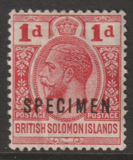 Solomon Islands 1913 KG5 Postage & Postage 1d overprinted SPECIMEN with gum, only about 400 produced SG18s, stamps on specimens