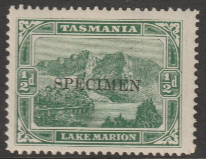 Tasmania 1899 Pictorial 1/2d overprinted SPECIMEN with gum and only about 750 produced SG 229s, stamps on specimens