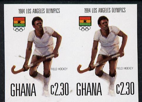 Ghana 1984 Field-Hockey 2c30 imperf pair (ex Los Angeles Olympic Games set of 5) unmounted mint as SG 1106, stamps on field hockey