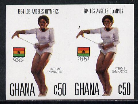 Ghana 1984 Gymnastics 50c imperf pair (ex Los Angeles Olympic Games set of 5) unmounted mint as SG 1108, stamps on gymnastics, stamps on  gym , stamps on gymnastics, stamps on 