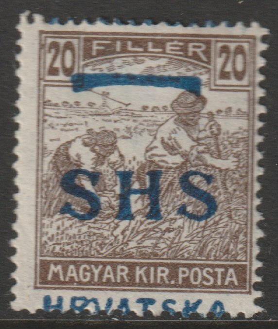 Yugoslavia - Croatia 1918 Harvesters 20f with Hrvatska SHS opt misplaced, mounted mint SG 62var, stamps on agriulture, stamps on farming