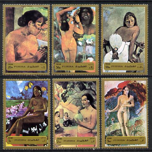 Fujeira 1972 Paintings by Gauguin (Nudes) set of 6 (Mi 1272-77A) unmounted mint, stamps on arts, stamps on nudes, stamps on gauguin