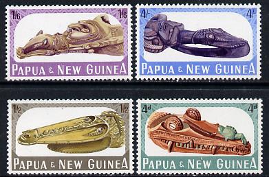 Papua New Guinea 1965 Canoe Prows set of 4 unmounted mint, SG 72-75, stamps on , stamps on  stamps on artefacts    crafts      canoeing