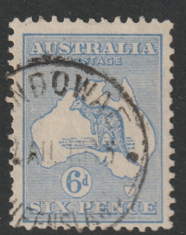 Australia 1915 Roo 6d ultramarine die II good cds used, SG26, stamps on kangaroos, stamps on maps