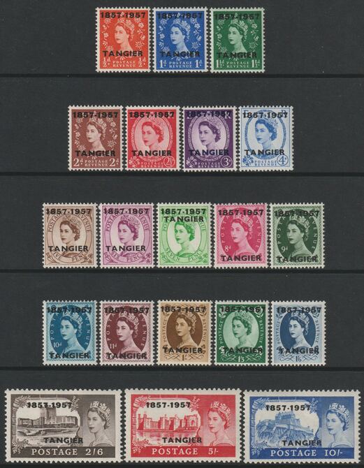 Morocco Agencies - Tangier 1957 Centenary def set complete 1/2d to 10s unmounted mint SG 323-42, stamps on castles, stamps on qeii, stamps on 