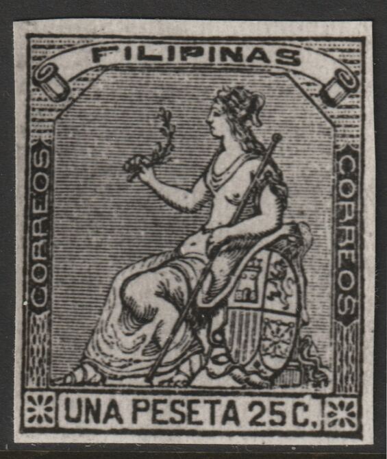Philippines 1874 Peace 1p25 twice stamp-size Photographic print from Speratis own negative without handstamp on back, superb reference, stamps on sperati, stamps on forgery, stamps on 