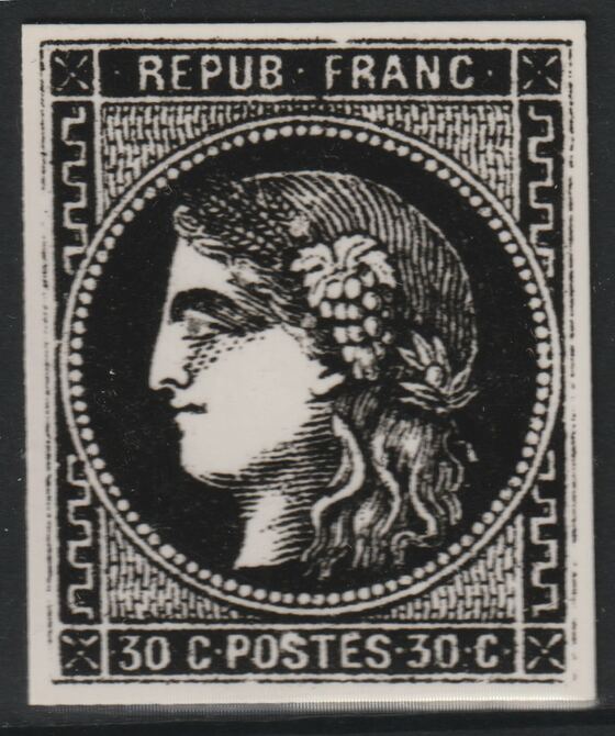 France 1870 Ceres 30c twice stamp-size Photographic print from Sperati's own negative with BPA handstamp on back, superb reference, stamps on sperati, stamps on forgery, stamps on 