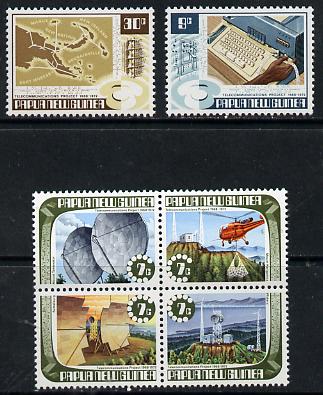 Papua New Guinea 1973 Telecommunications Project set of 6 unmounted mint, SG 231-36, stamps on communications   maps   helicopter