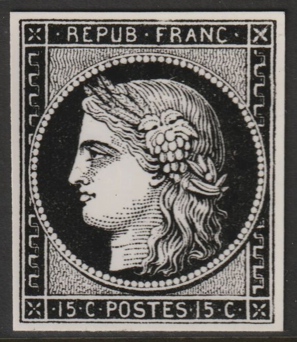 France 1849 Ceres 15c twice stamp-size Photographic print from Sperati's own negative with BPA handstamp on back, superb reference, stamps on sperati, stamps on forgery, stamps on 