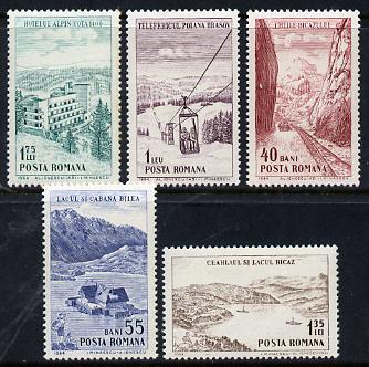 Rumania 1964 Mountain Resorts set of 5 unmounted mint, SG 3160-64, Mi 2294-98*, stamps on tourism, stamps on hotels, stamps on mountains