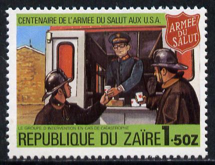 Zaire 1980 Canteen Serving Firefighters 1z50 from Salvation Army set unmounted mint, SG 1008*, stamps on fire, stamps on rescue