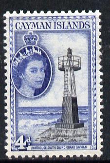 Cayman Islands 1953-62 South Sound Lighthouse 4d black & deep blue unmounted mint SG 155*, stamps on lighthouses, stamps on rescue, stamps on shipping