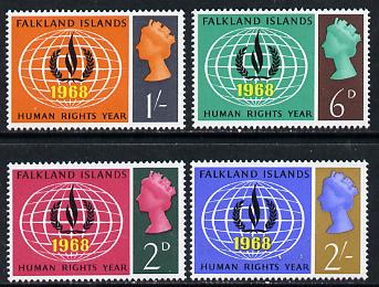 Falkland Islands 1968 Human Rights set of 4 unmounted mint, SG 228-31, stamps on human-rights