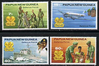 Papua New Guinea 1981 Defence Force set of 4 unmounted mint, SG 408-11*, stamps on militaria, stamps on aviation, stamps on douglas dc-3, stamps on medical