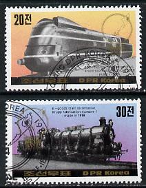 North Korea 1984 Essen Stamp fair - Railway Locomotives perf set of 2 cto used SG  N2397-98, stamps on postal, stamps on railways
