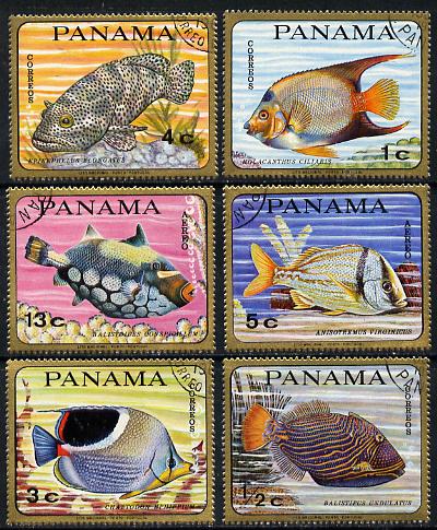 Panama 1968 Fish cto used set of 6 (tete-beche pairs available pro rata), stamps on fish