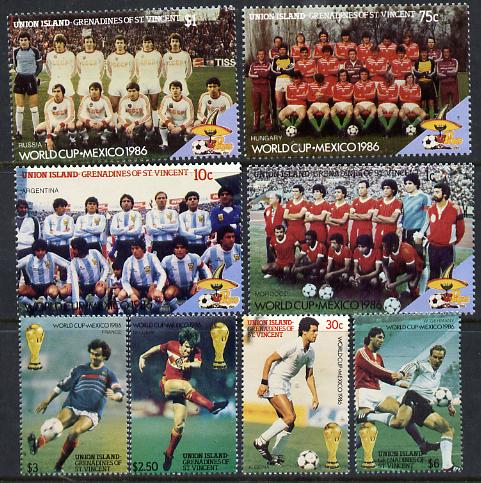 St Vincent - Union Island 1986 World Cup Football set of 8 unmounted mint, stamps on football  sport