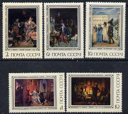 Russia 1976 Paintings by Fedotov set of 5 unmounted mint, SG 4526-30, Mi 4487-91*, stamps on arts